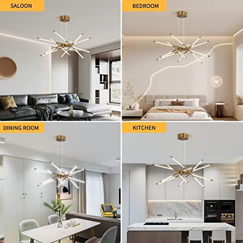 Modern LED Sputnik Chandelier | 12-Head Gold Pendant Light