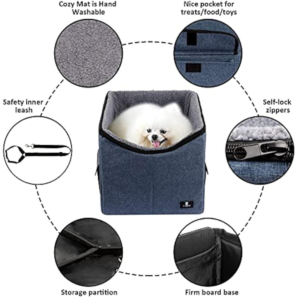 X-ZONE PET Dog Booster Car Seat & Portable Pet Bed - Medium, Blue