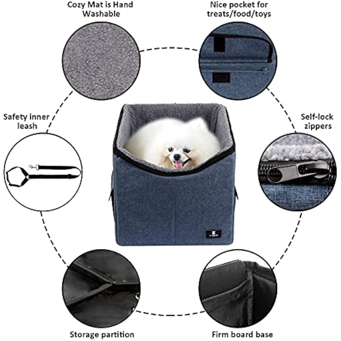 X-ZONE PET Dog Booster Car Seat & Portable Pet Bed - Medium, Blue