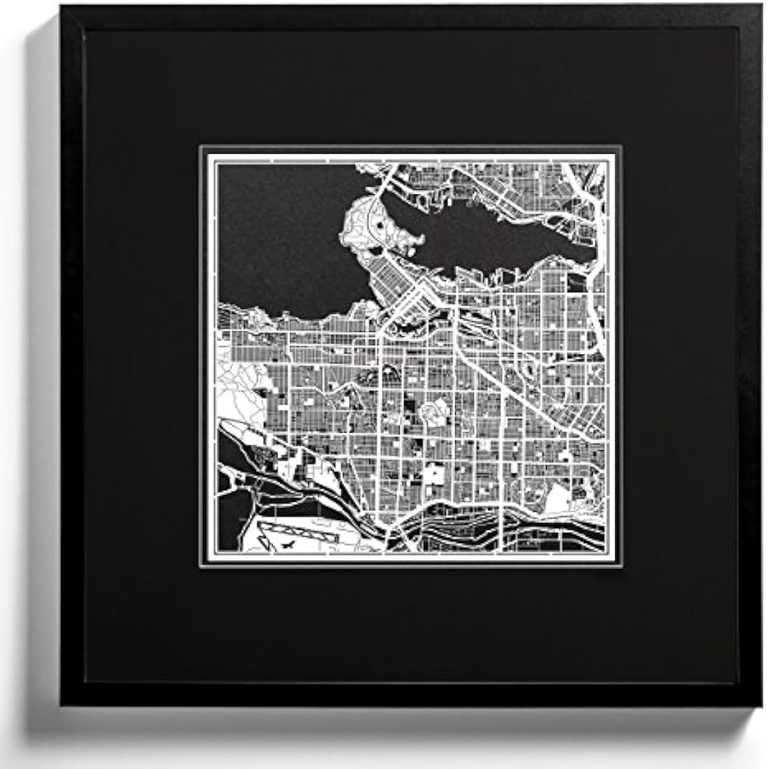 Vancouver Paper Cut Map - 30x30 cm White Laser Cut Wall Art