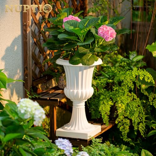 Jolof Store 2-Piece Classic Urn Planter | 50cm Tall Plastic Pedestal Pot
