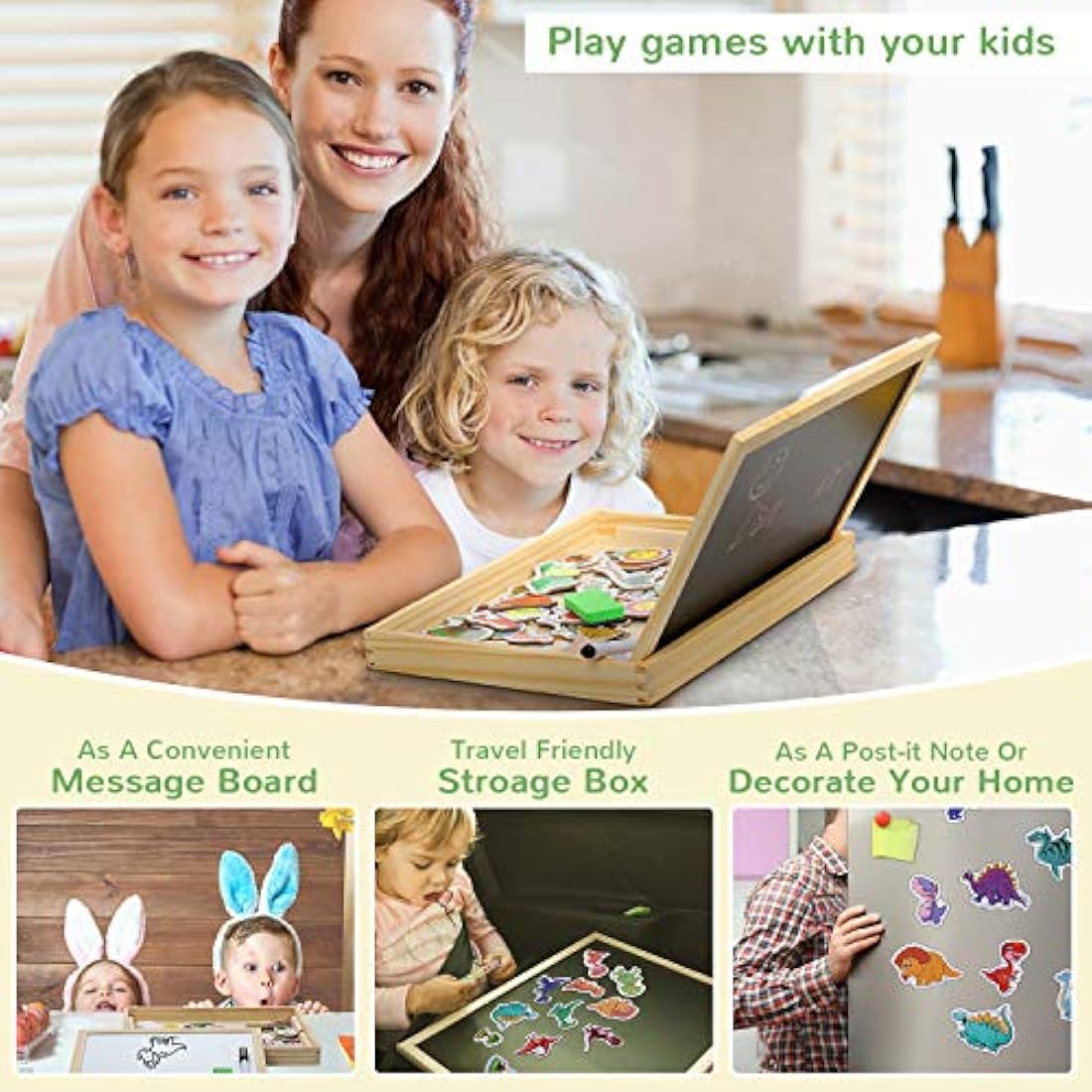 Wooden Magnetic Dinosaur Puzzle Board - 118 Piece Educational Toy