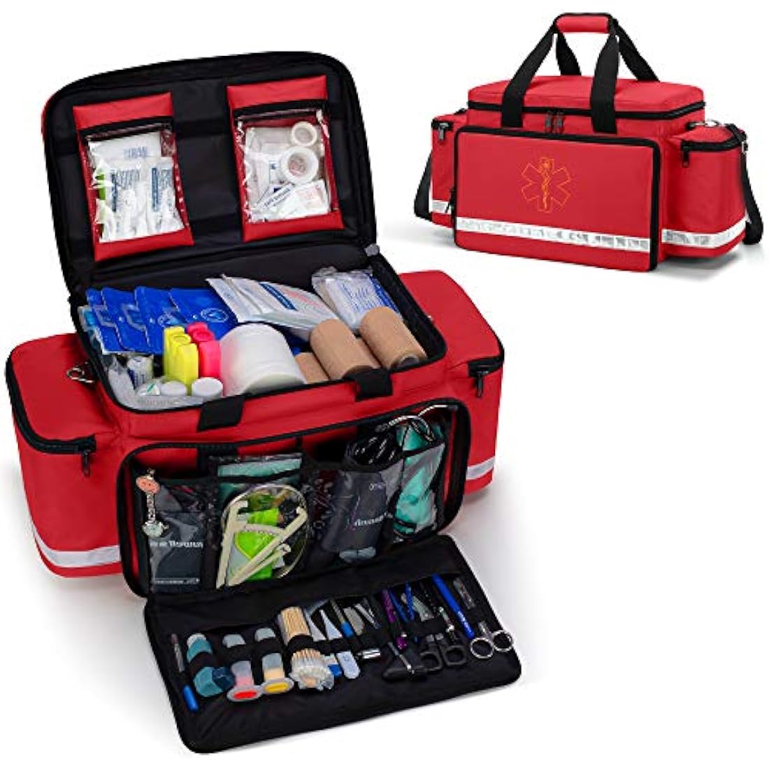 Trunab Large Emergency Trauma Bag – Professional EMT Medical Bag, Red
