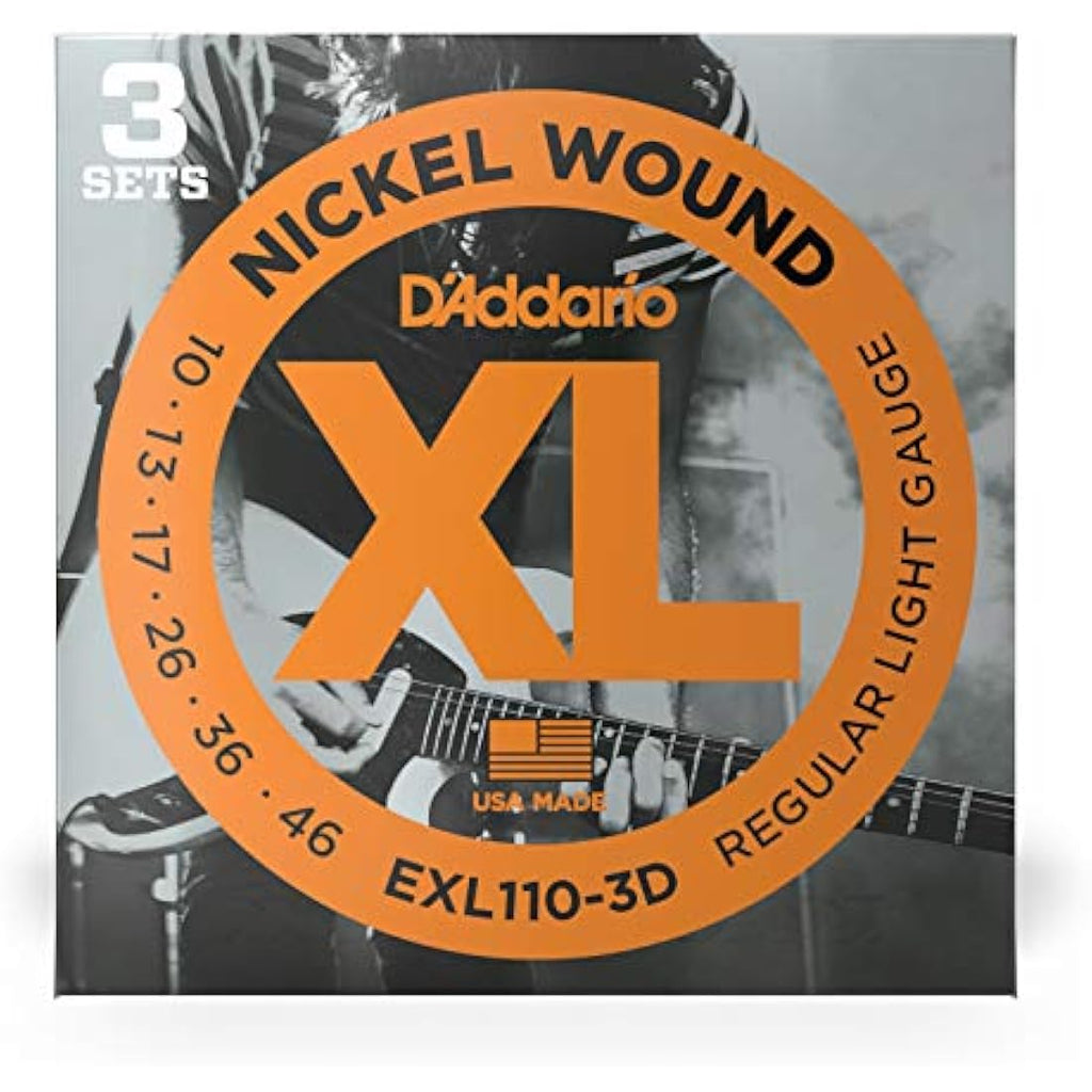 D'Addario XL Nickel Electric Guitar Strings | 10-46 Regular Light, 3-Pack