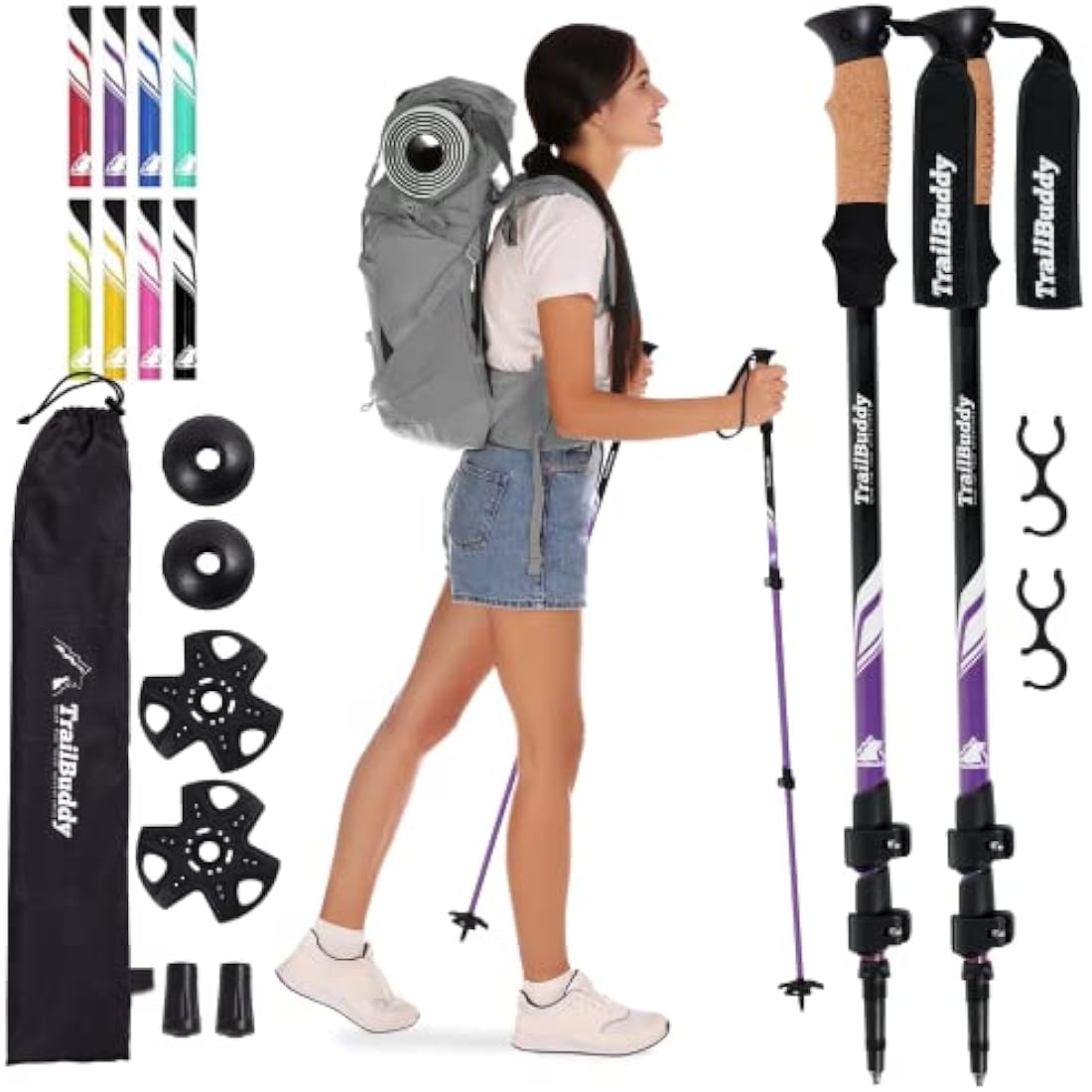 TrailBuddy Trekking Poles – Lightweight 7075 Aluminum Hiking Sticks