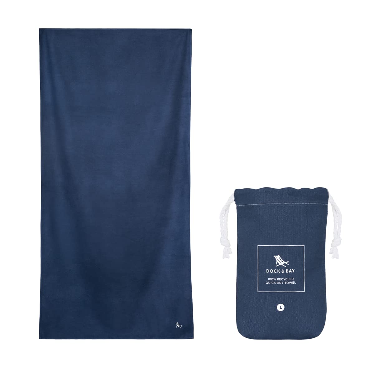 Dock & Bay Sand Free Beach Towel | Quick Dry Recycled Navy | Large