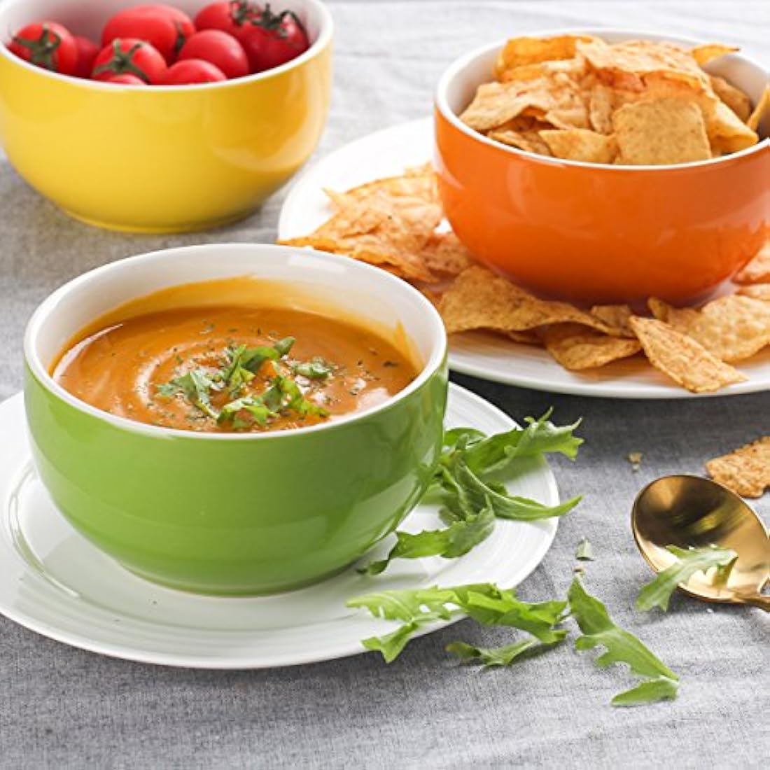 LIFVER 20oz Porcelain Soup Bowls – 4 Pack Multicolour Cereal Bowls