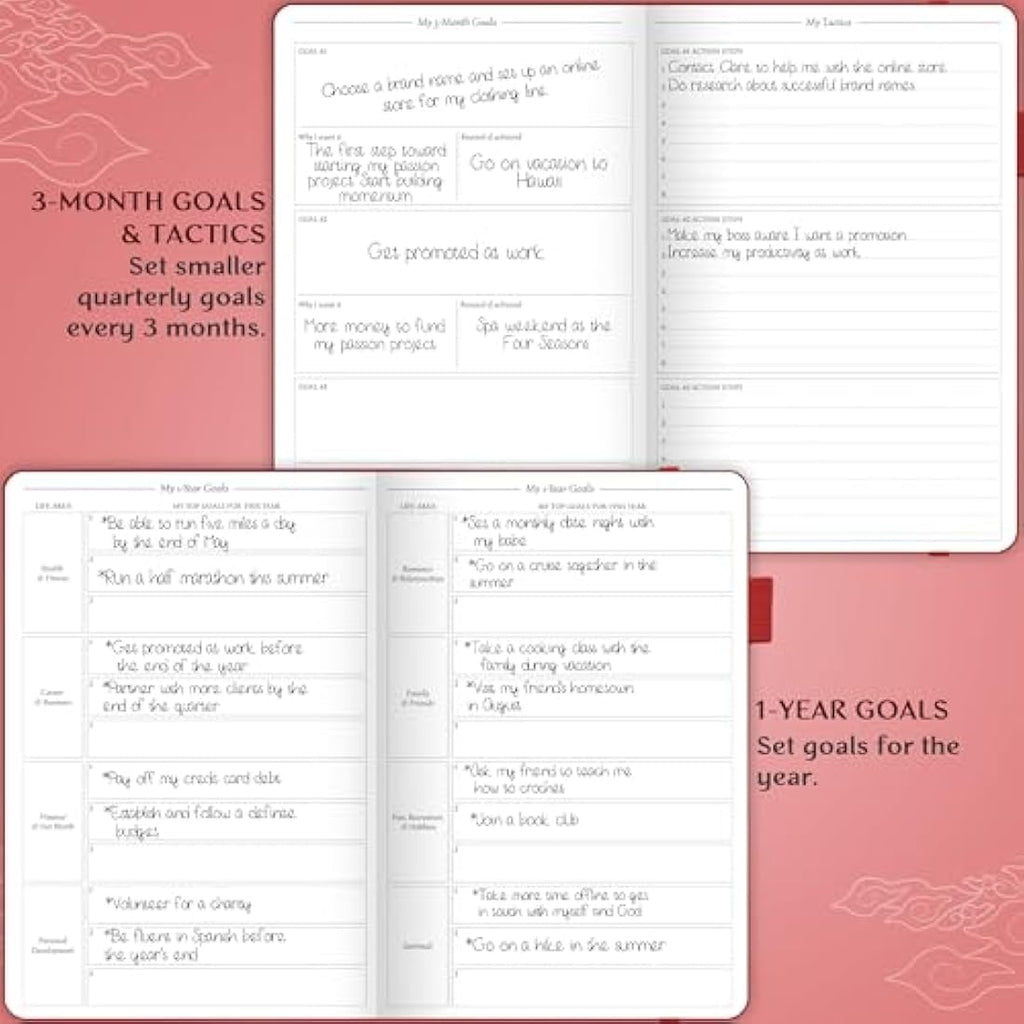 Legend Planner Hourly Schedule – Undated A5 Daily Organizer, Wine Red