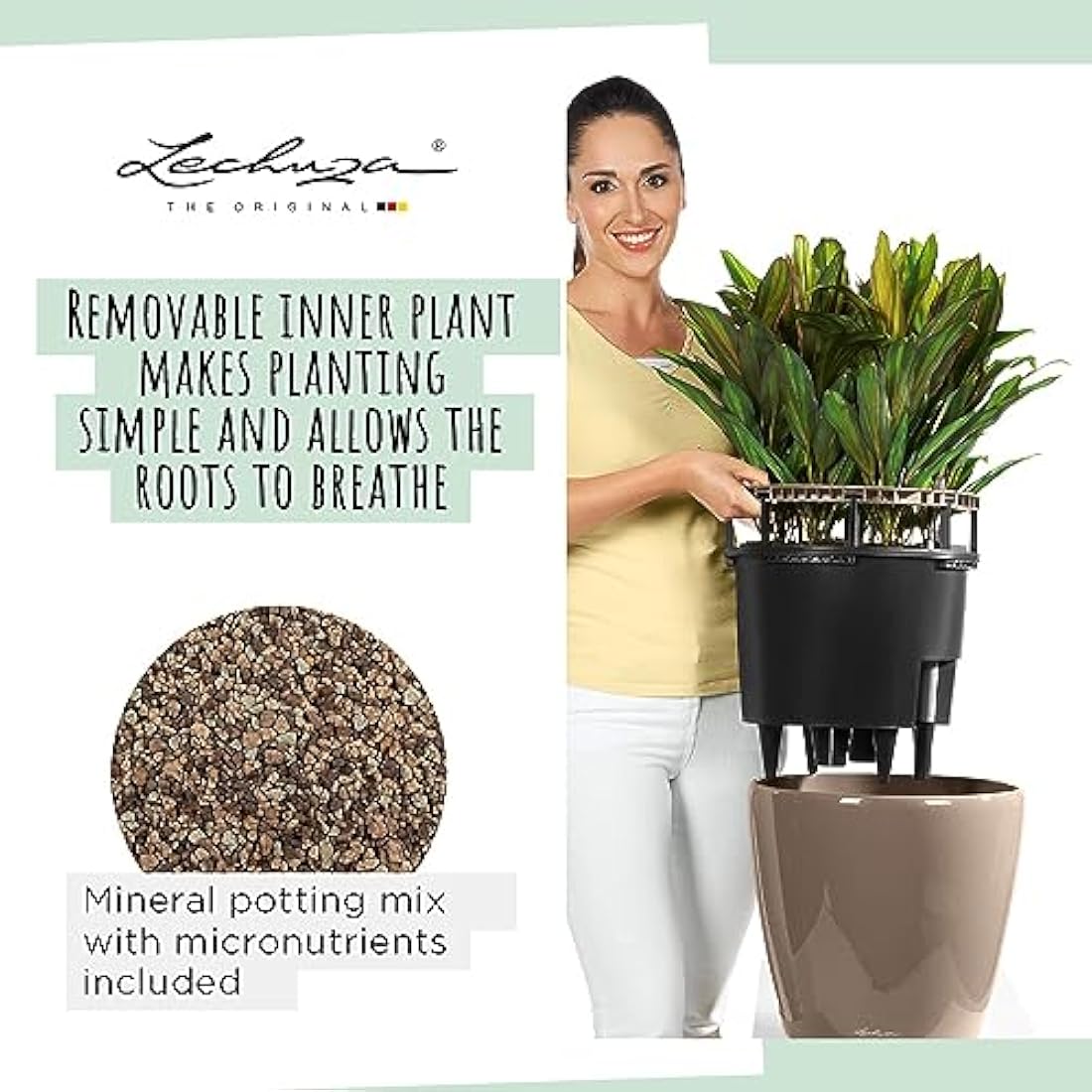Lechuza Classico 50 LS Self-Watering Planter - White High-Gloss Plastic