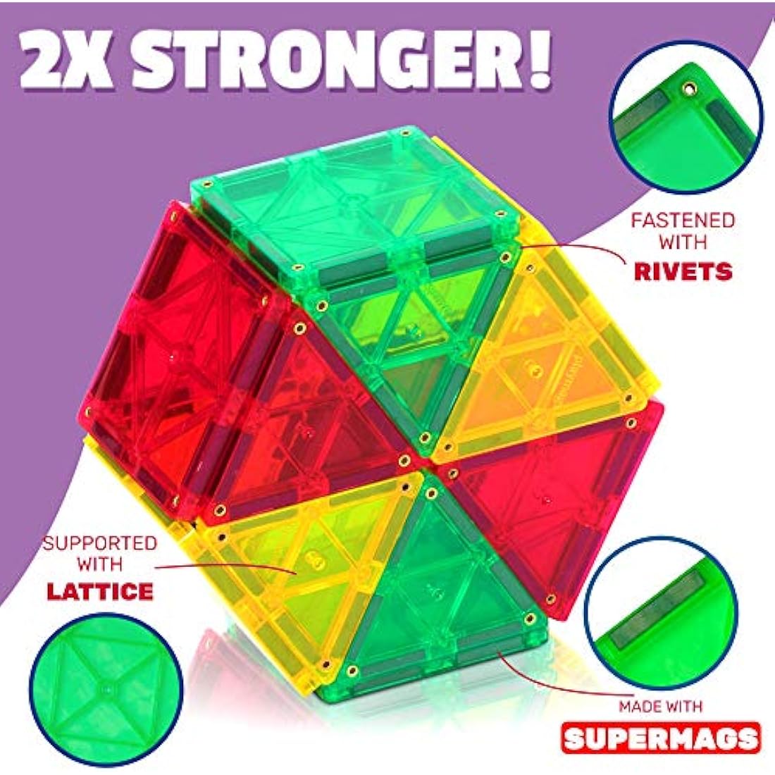 Playmags 38-Piece Magnetic Building Tiles Set – Educational STEM Toys