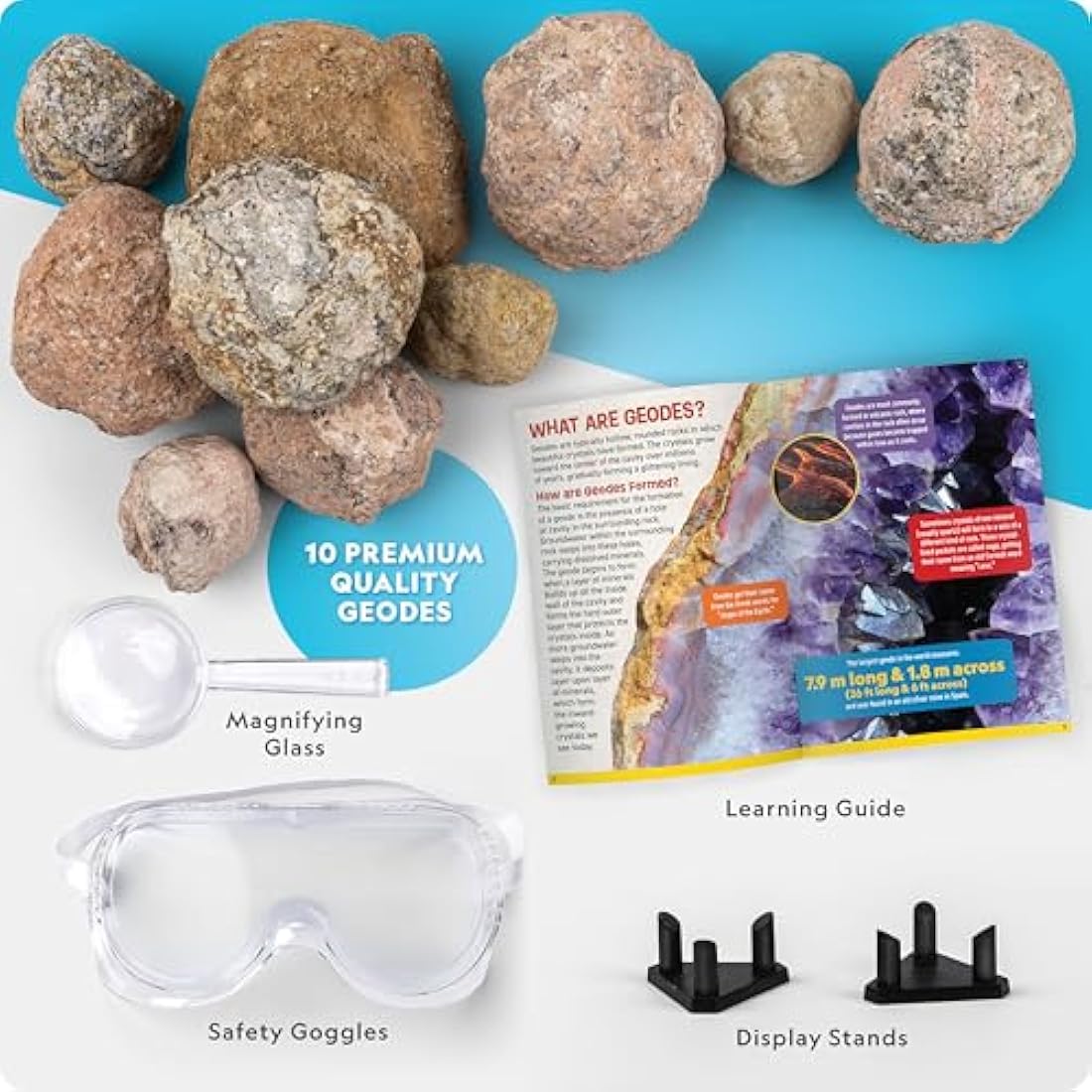 National Geographic 10 Premium Geodes STEM Science Kit with Goggles