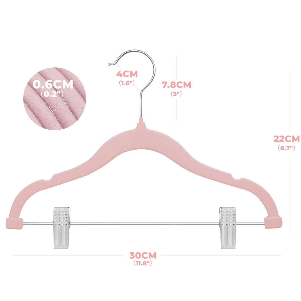 MangoKit Trouser Hangers & Movable Clips,Baby Velvet Hangers 16 Pack Pink - image 2
