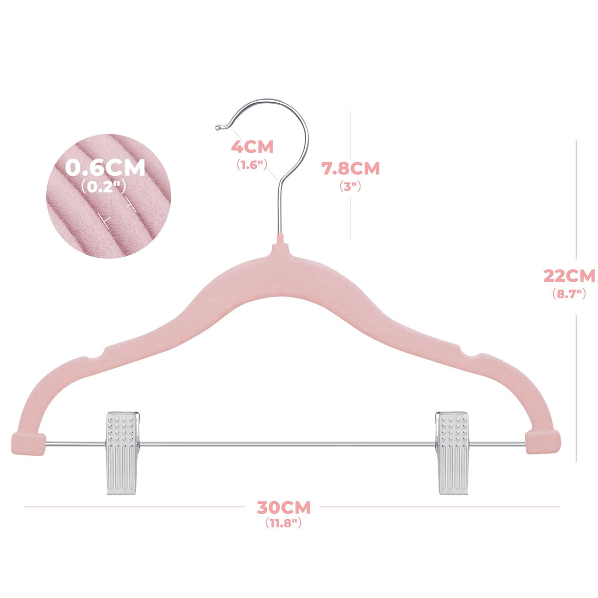 MangoKit Trouser Hangers & Movable Clips,Baby Velvet Hangers 16 Pack Pink - image 2
