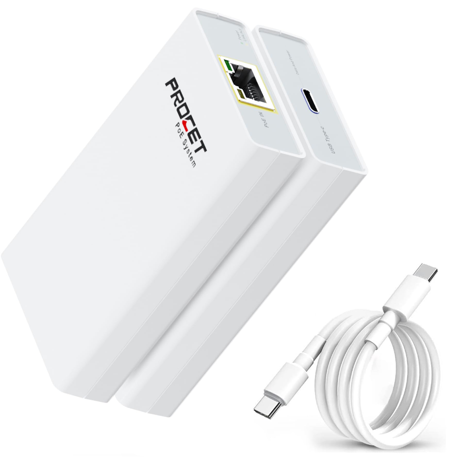 PROCET 60W USB C PoE Adapter | 100Mbps Ethernet Converter for Laptops