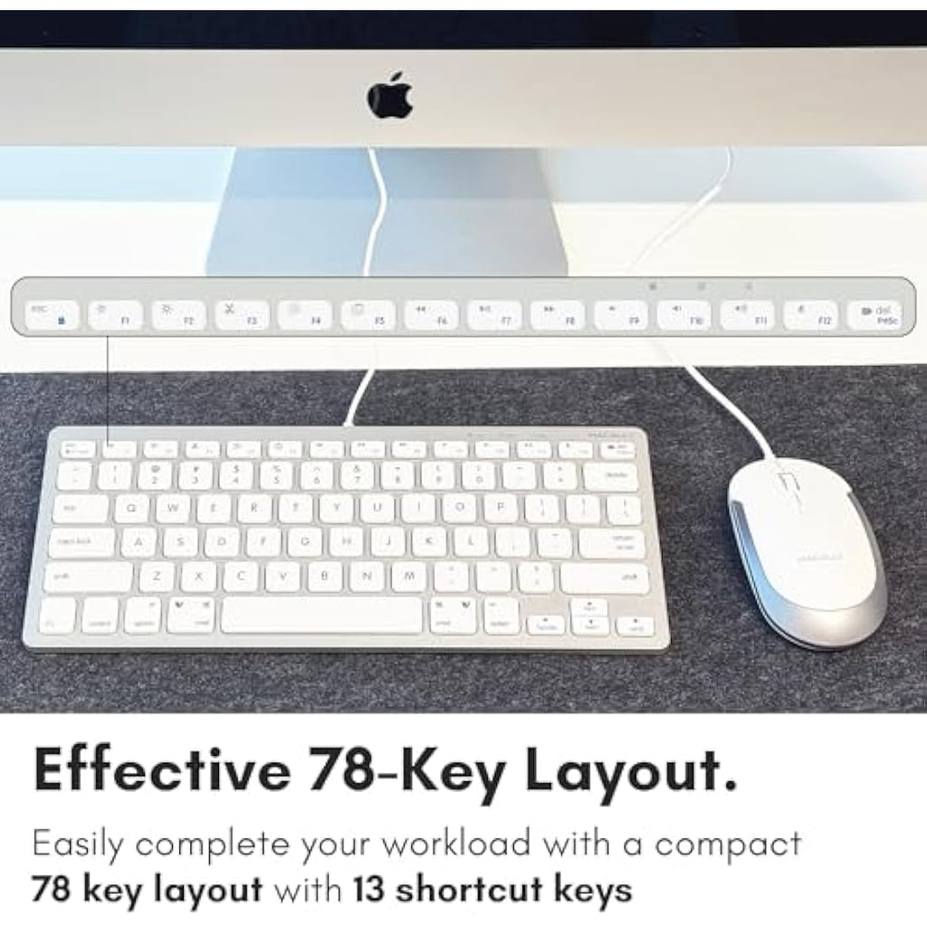 Macally Compact Wired Keyboard and Silent Mouse Combo for Mac & PC