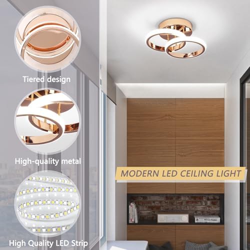 EIDISUNY Modern LED Ceiling Light – 22W Cool White Flush Mount Gold