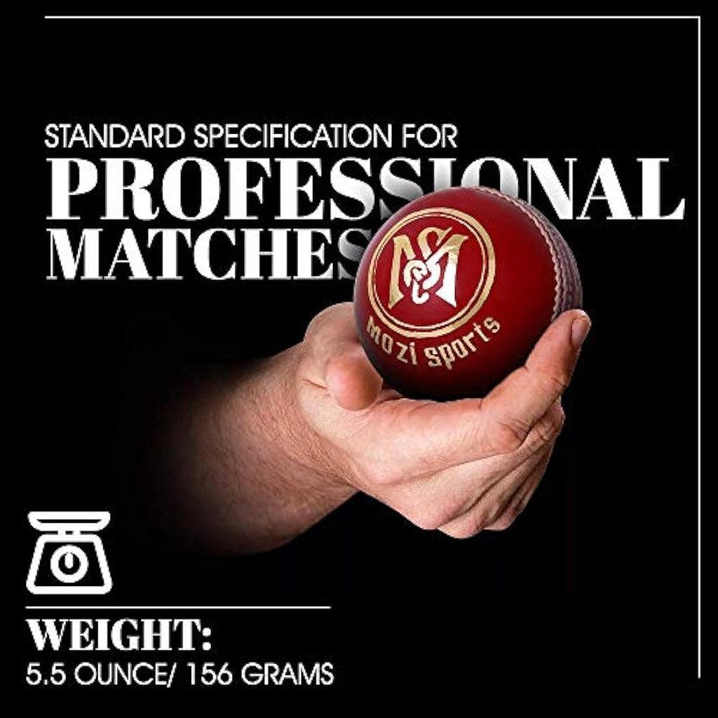 Mozi Sports Leather Cricket Ball – Hand Stitched Match Quality 5.5oz