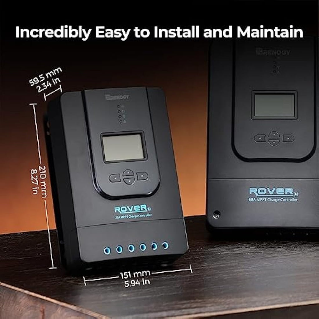 Renogy 20A 12V/24V MPPT Solar Charge Controller with Bluetooth & LCD