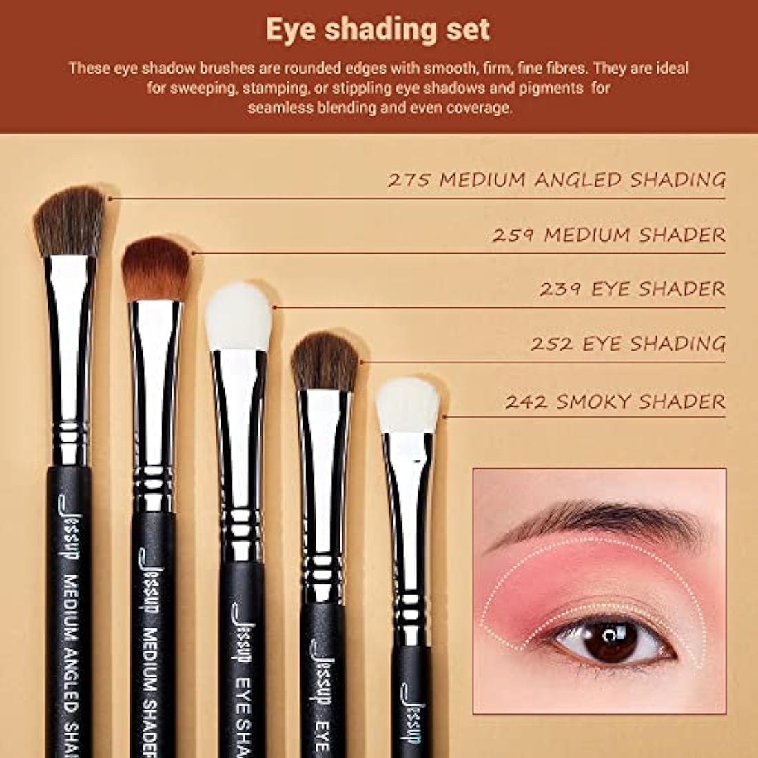 Jessup 12pcs Professional Eyeshadow Makeup Brushes Set – Synthetic Black