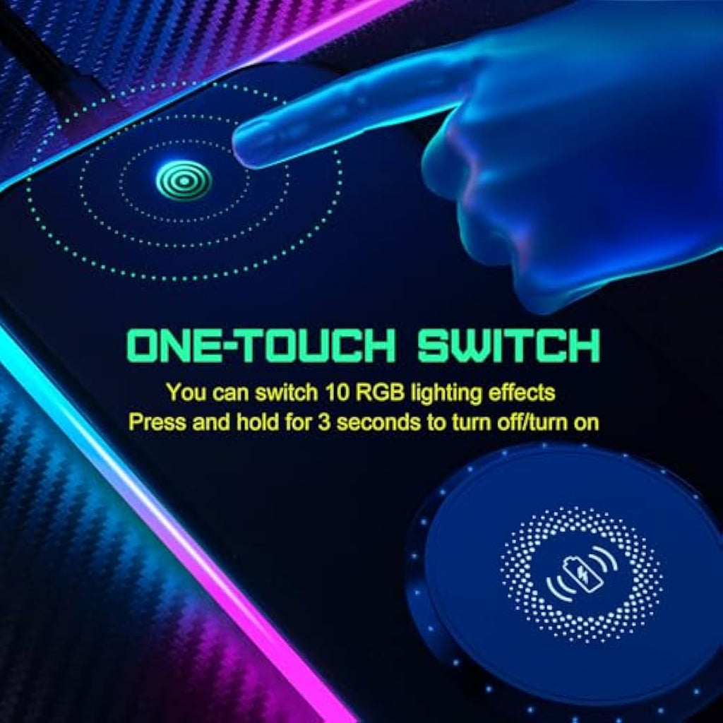 GIM RGB Gaming Mouse Pad – 15W Wireless Charging XXL LED Desk Mat