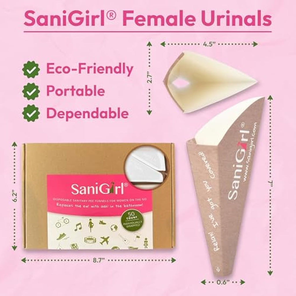 SaniGirl Female Urinal – Disposable Portable Urination Device (10 Pack)