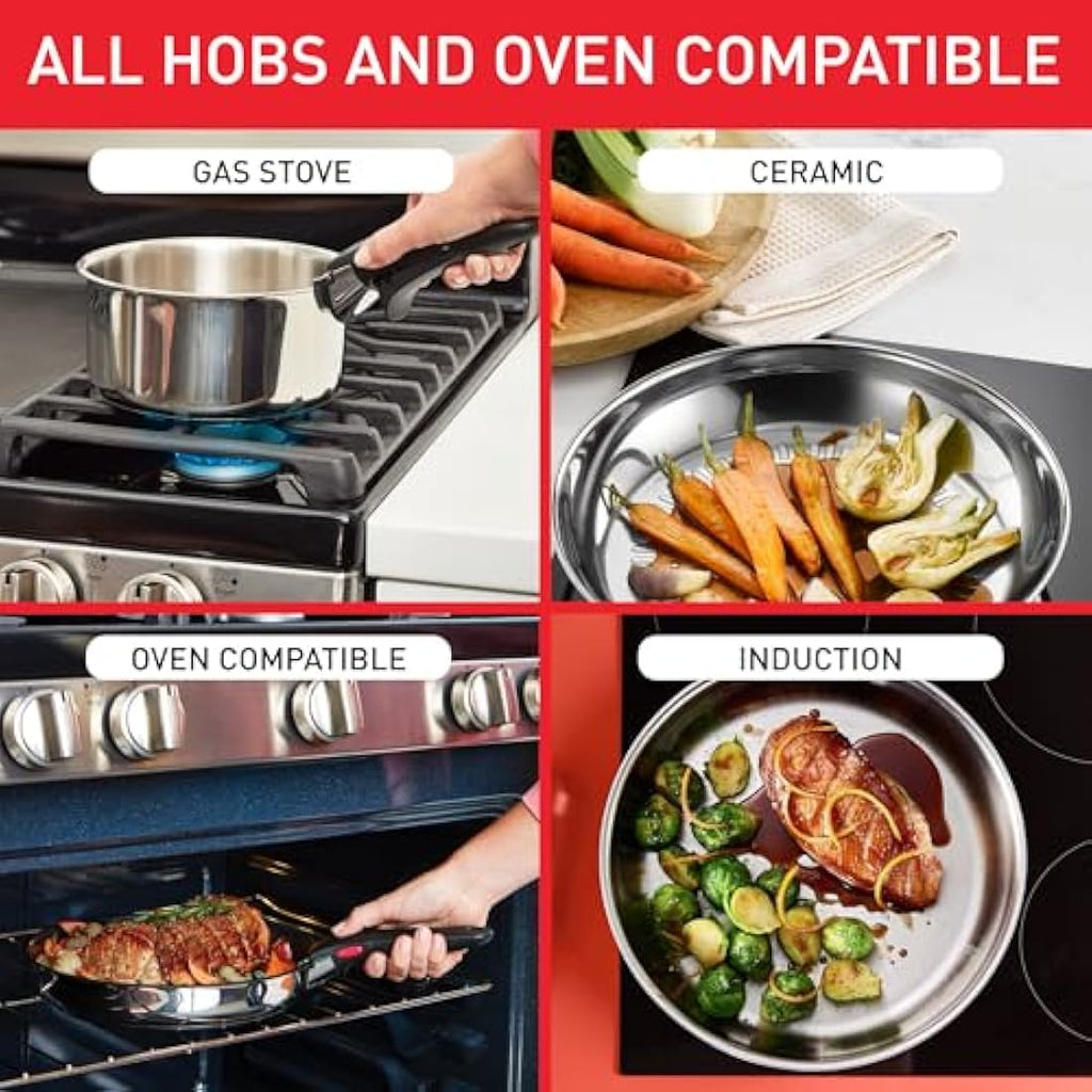 Tefal Ingenio 20-Piece Stackable Cookware Set | Stainless Steel Pans