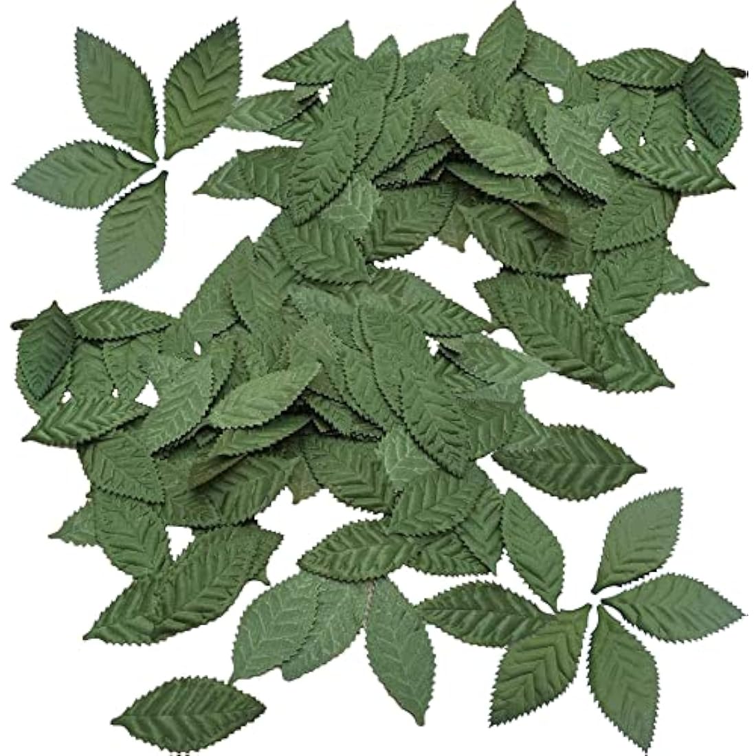 Woohome 150 PCS Artificial Silk Green Rose Leaves for DIY Crafts