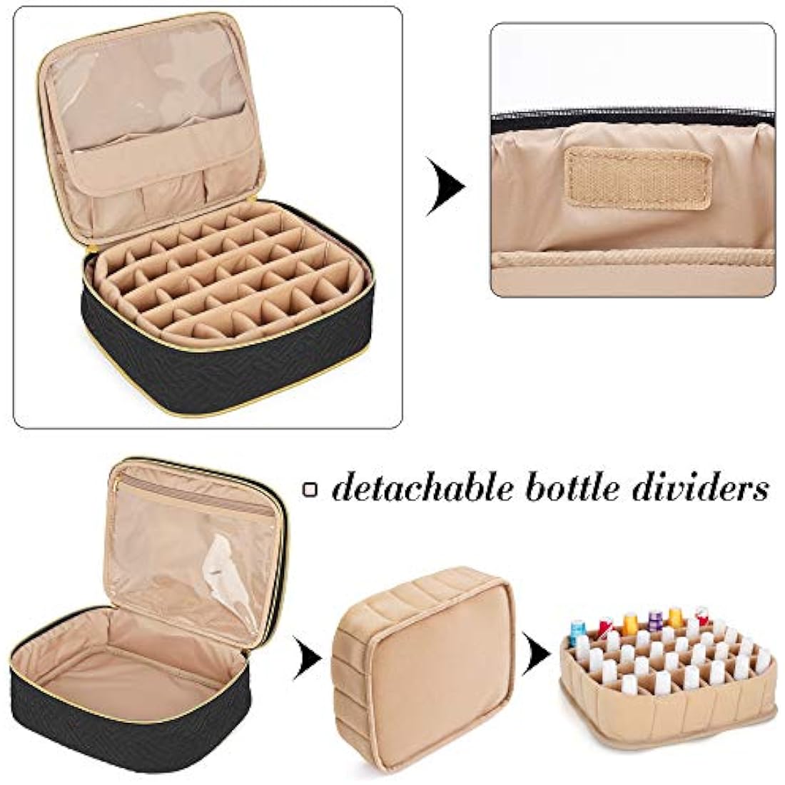 Luxja Detachable 2-Layer Nail Polish Case - Holds 60 Bottles, Black