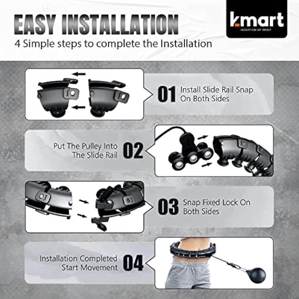 K-MART Smart Weighted Hula Hoop – 24 Detachable Knots for Fitness