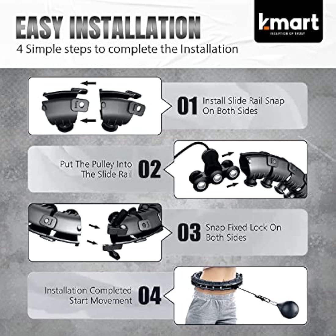 K-MART Smart Weighted Hula Hoop – 24 Detachable Knots for Fitness