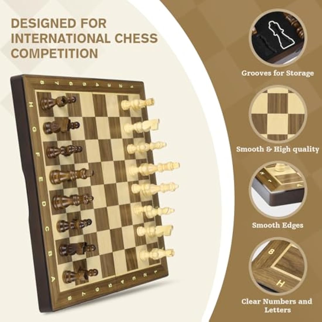 Peradix 2-in-1 Magnetic Wooden Chess and Checkers Set – 15" Foldable Board