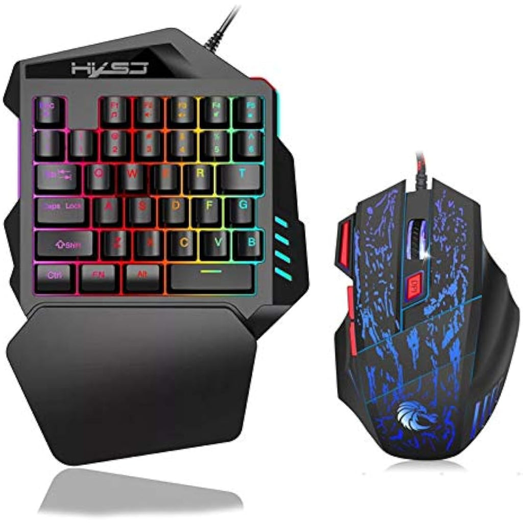 HXSJ Single Handed Gaming Keyboard and Mouse Combo | LED Backlight