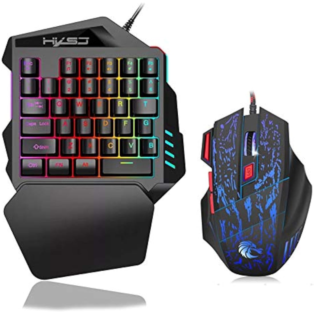 HXSJ Single Handed Gaming Keyboard and Mouse Combo | LED Backlight