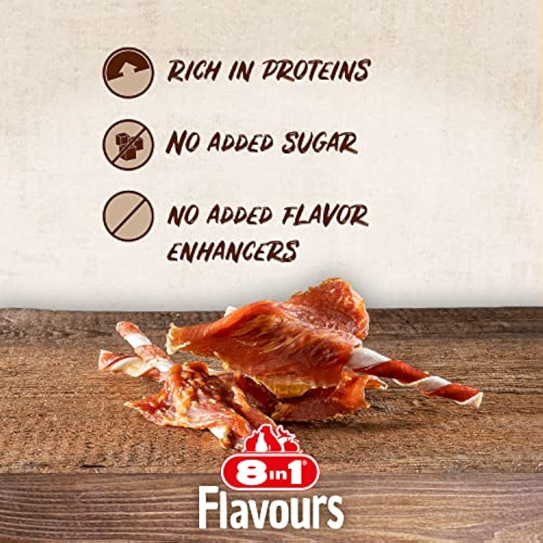 8in1 Triple Flavour Wings Dog Chew Sticks – Meaty Chicken & Beef, 113g
