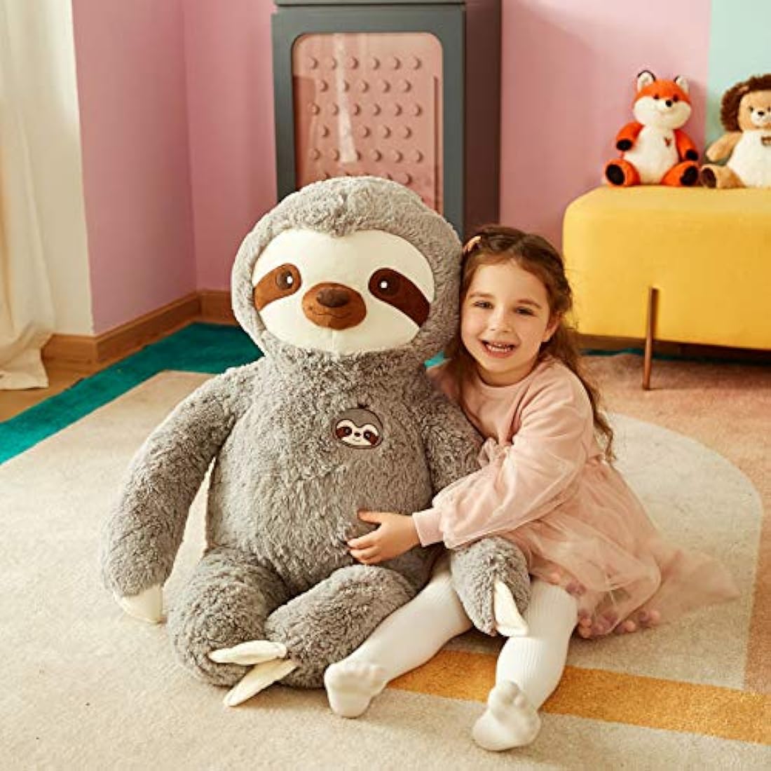 IKASA Giant Sloth Stuffed Animal – Large Soft Plush Toy (Grey, 78cm)