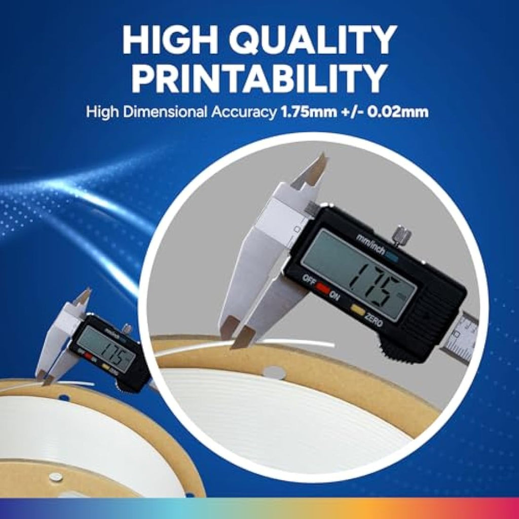 OVERTURE PLA Plus 3D Printer Filament 1.75mm | White 4kg (4-Pack)