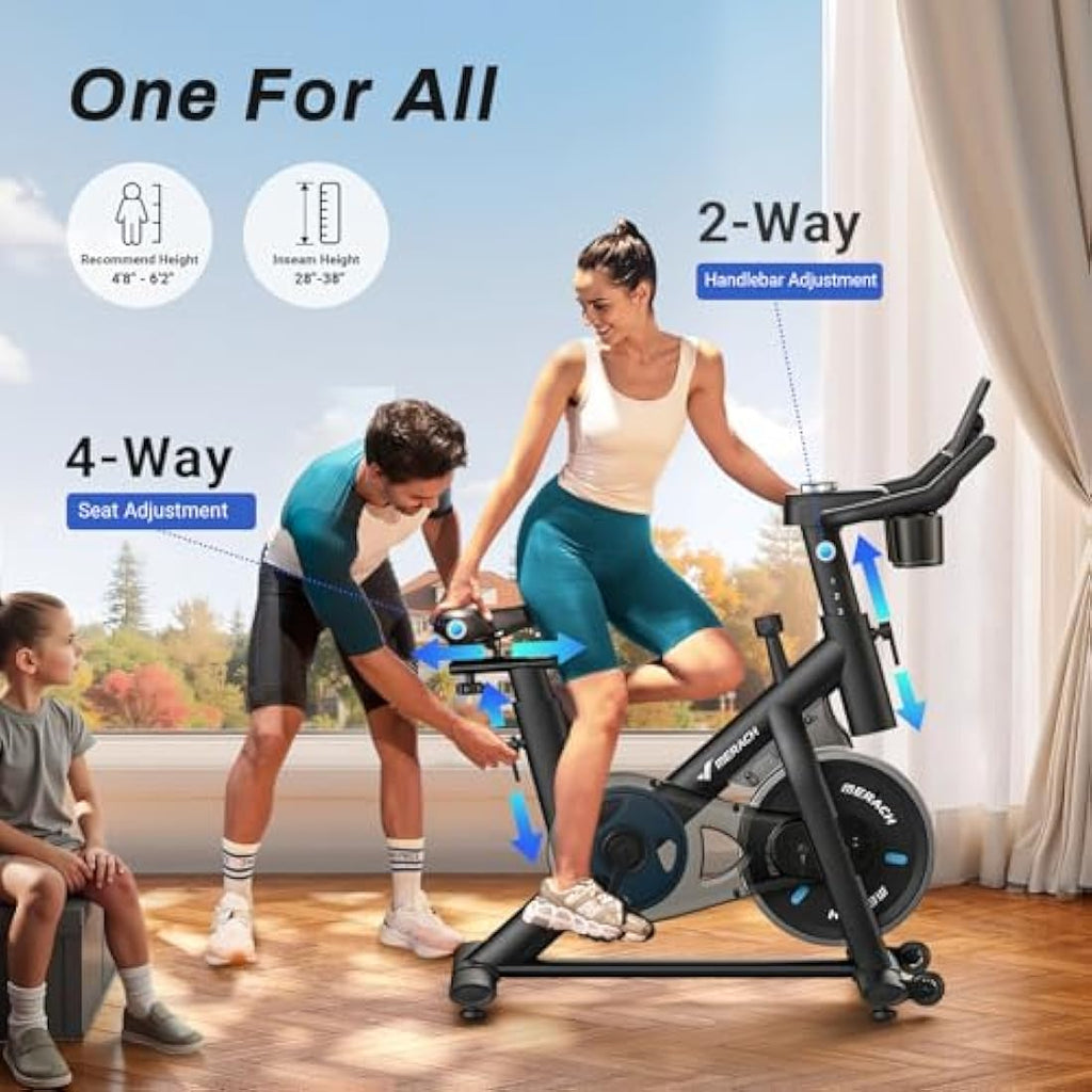 MERACH Stationary Exercise Bike – Quiet Indoor Cycling with App & LED