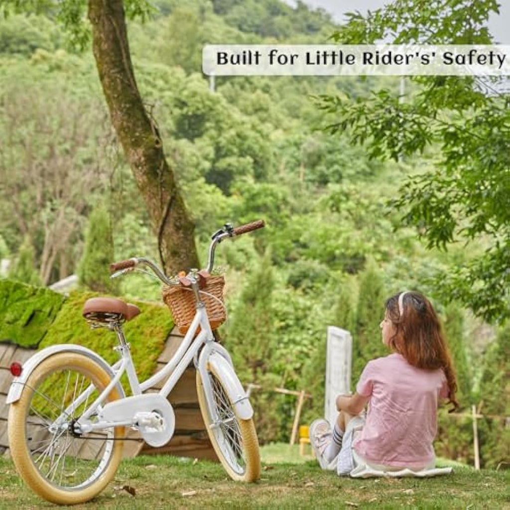 Glerc Little Molly 20 Inch Kids Retro Girls Bike with Wicker Basket