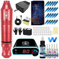 Poseidon Rotary Tattoo Pen Kit - Complete Machine Set with 20 Cartridges