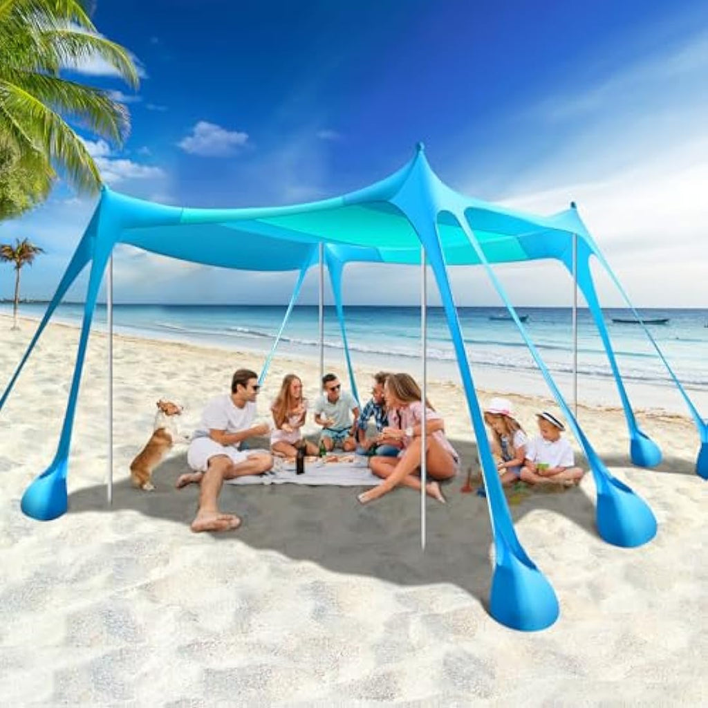 Rhino Valley Beach Tent – 6-8 Person UPF 50+ Windproof Sun Shelter