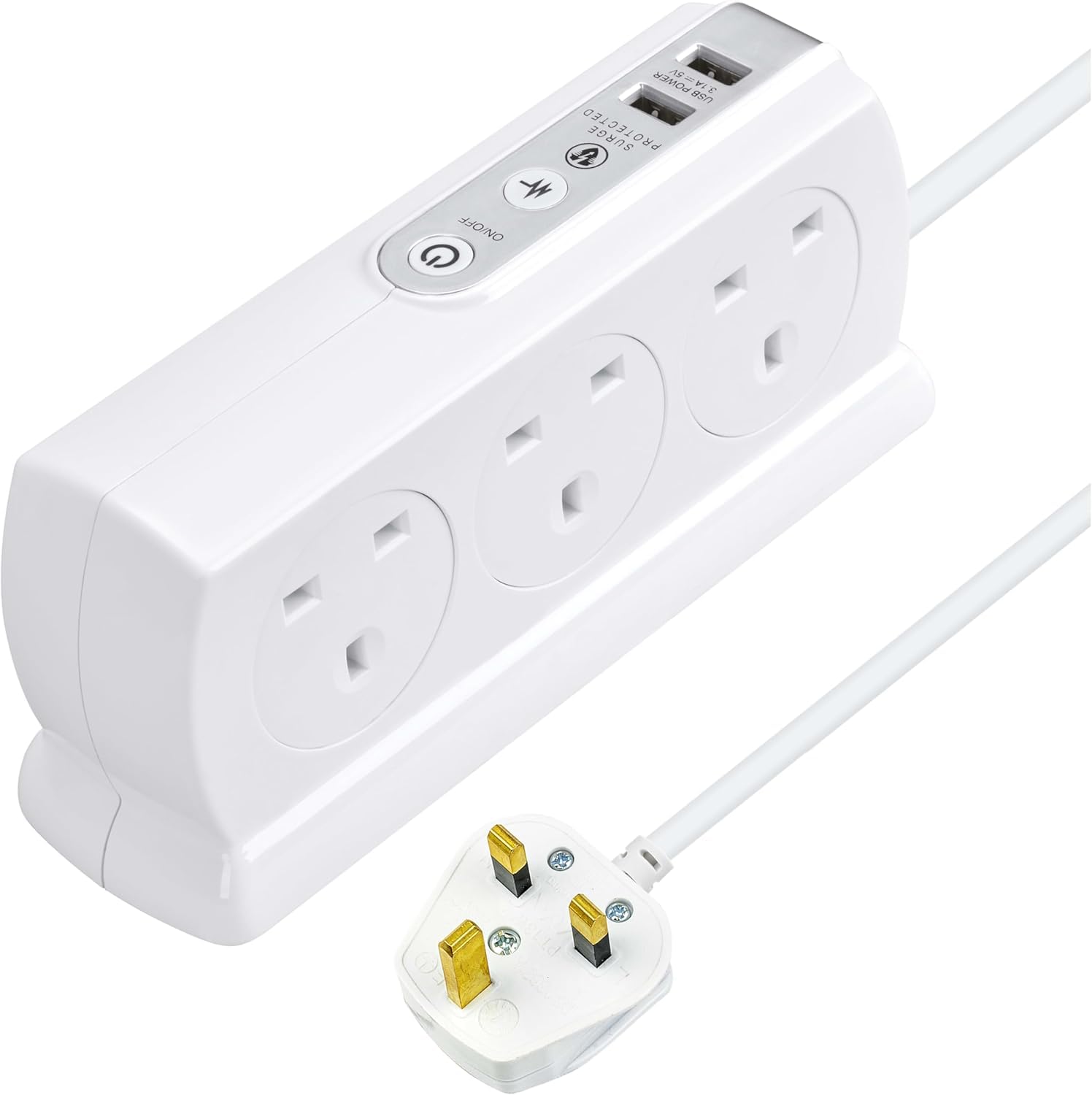 Masterplug 6-Socket Surge Protected Extension Lead with 2 USB Ports, 2m