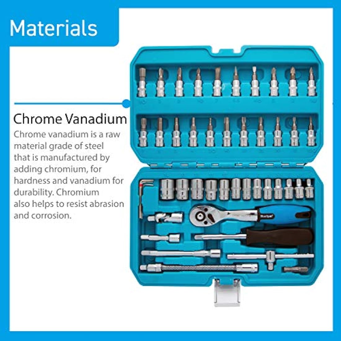 BlueSpot 1/4" Drive Socket Set (46 Piece) - Chrome Vanadium Tool Kit