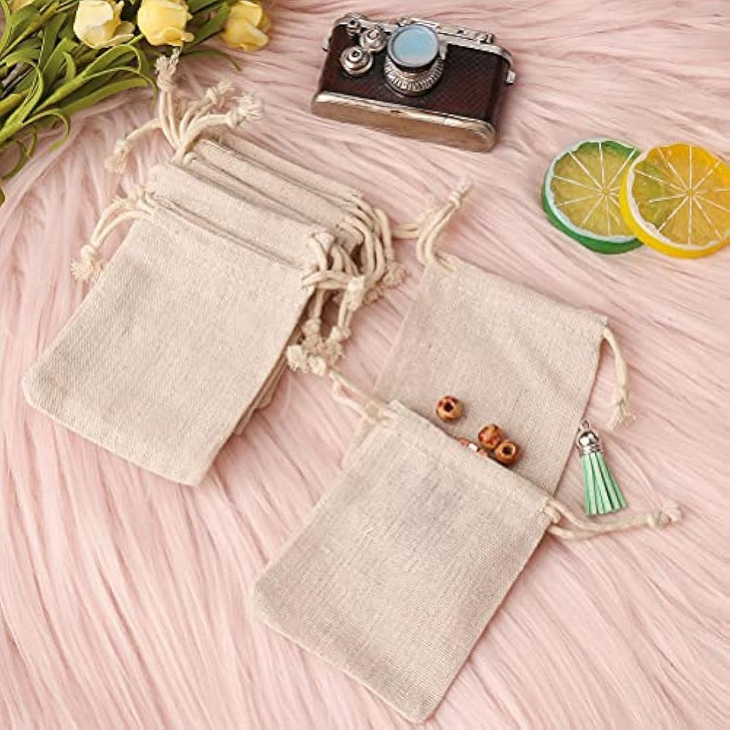 nuoshen 30 Pcs Burlap Drawstring Bags | 8x10cm Hessian Gift Pouches