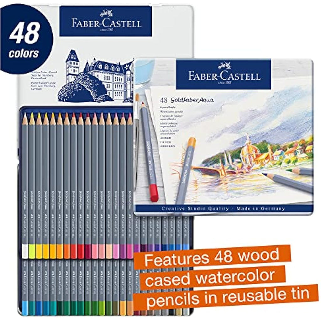 Faber-Castell Goldfaber Aqua Watercolour Pencils | Tin of 48