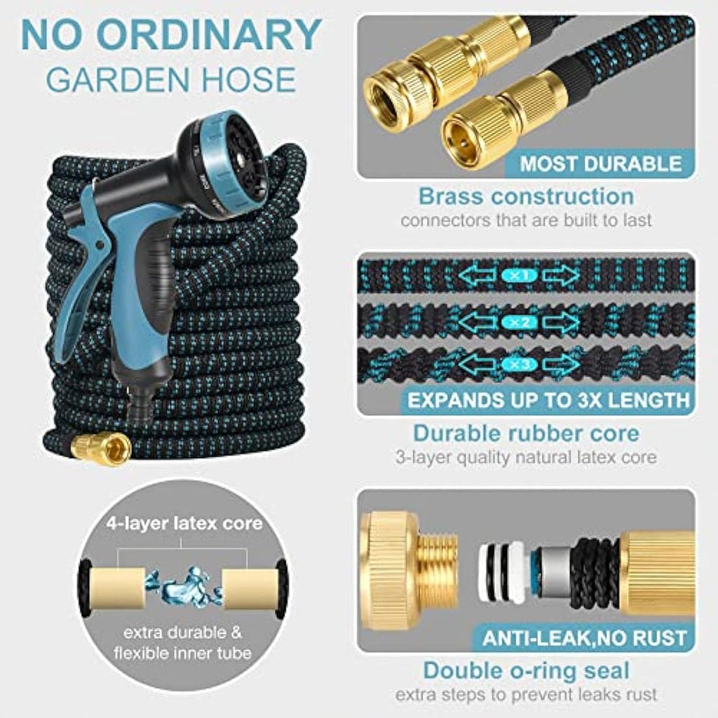 100FT Expandable Garden Hose with 10-Function Spray Gun