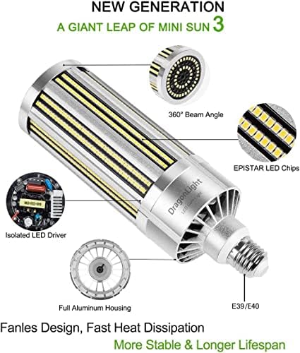 DragonLight 240W LED Corn Bulb | 32,400LM 5000K E40 Mogul Base Lamp