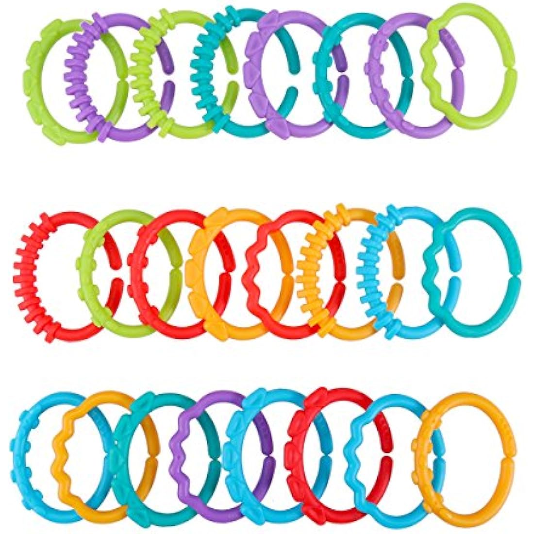 YeahiBaby 24pcs Silicone Baby Teether Ring Links | Infant Stroller Toys