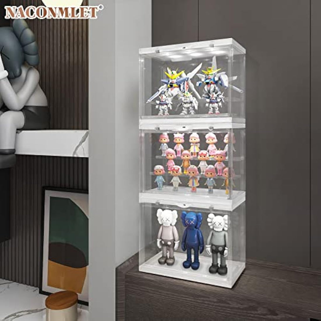 3-Tier Acrylic Display Case with LED Light for Figures