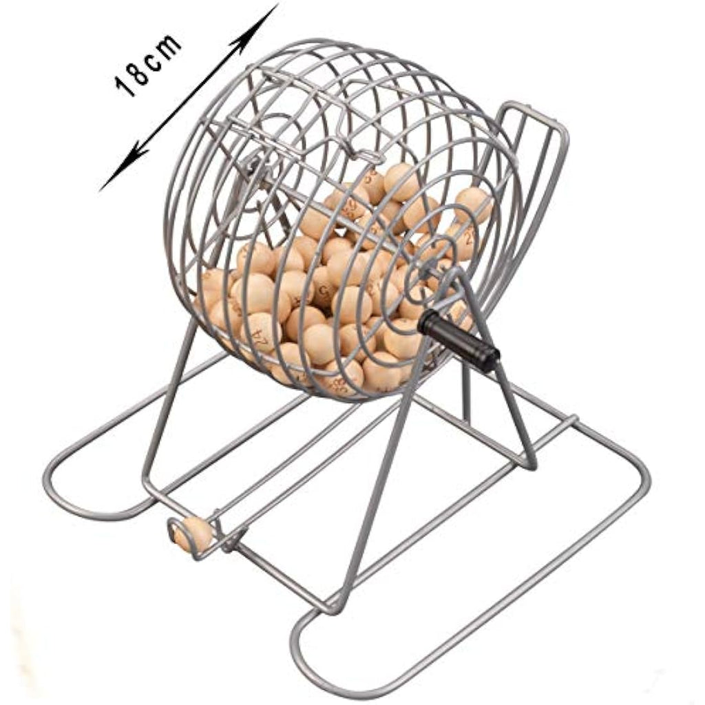 Engelhart Metal Bingo Lotto Cage Set with 90 Wooden Balls and Board