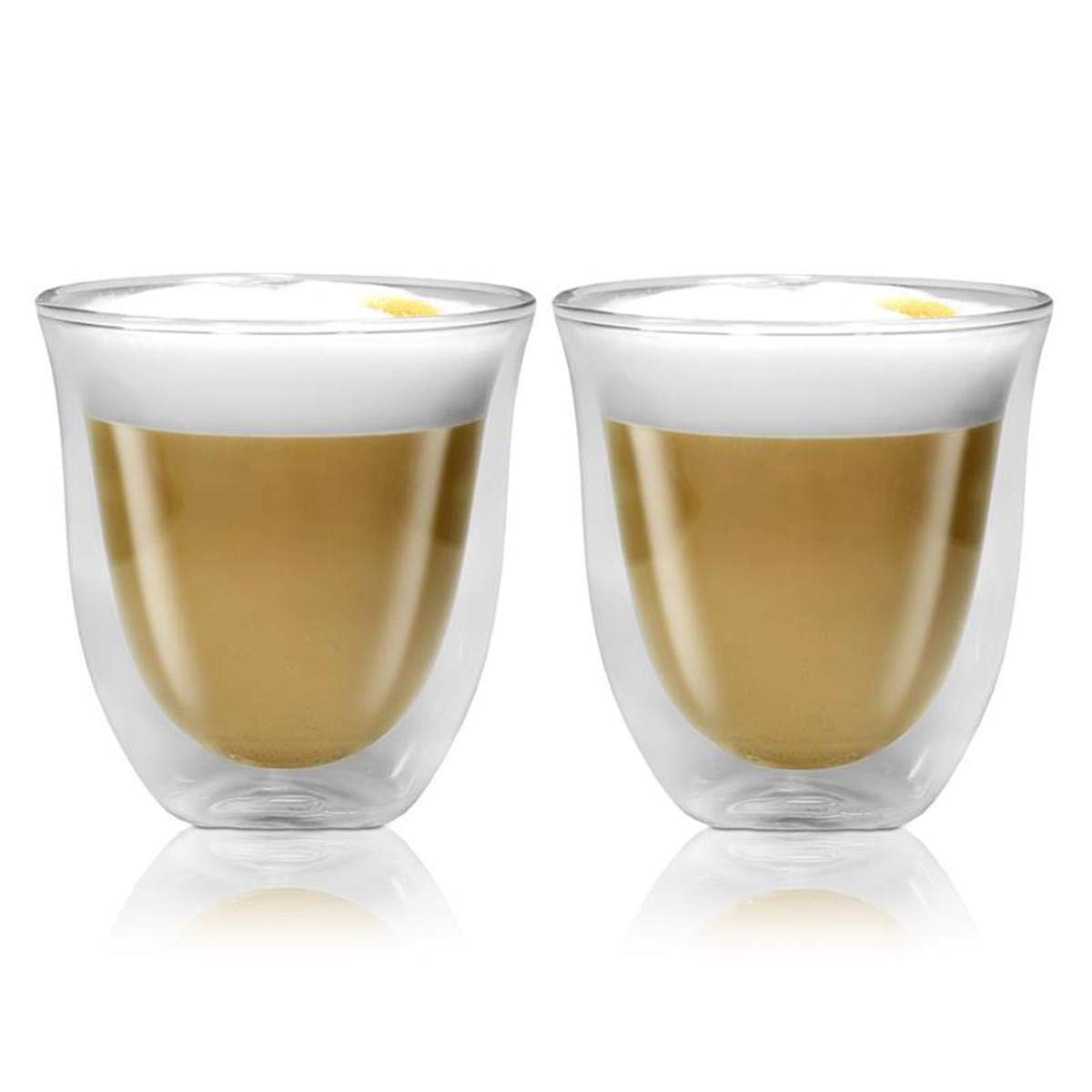 De'Longhi Double Walled Thermo Cappuccino Glasses – 270ml, Set of 6